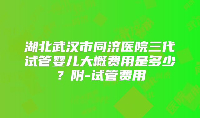 湖北武汉市同济医院三代试管婴儿大概费用是多少?附-试管费用