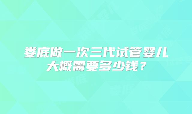 娄底做一次三代试管婴儿大概需要多少钱?