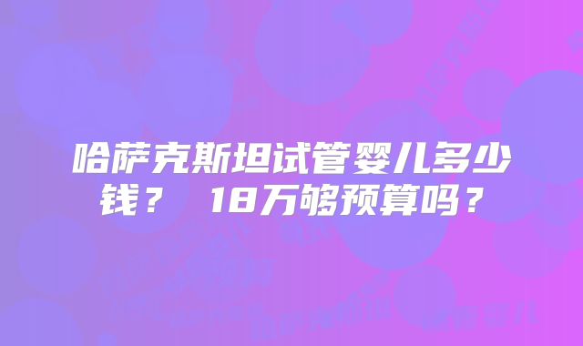哈萨克斯坦试管婴儿多少钱? 18万够预算吗?