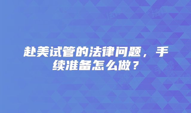 赴美试管的法律问题,手续准备怎么做?