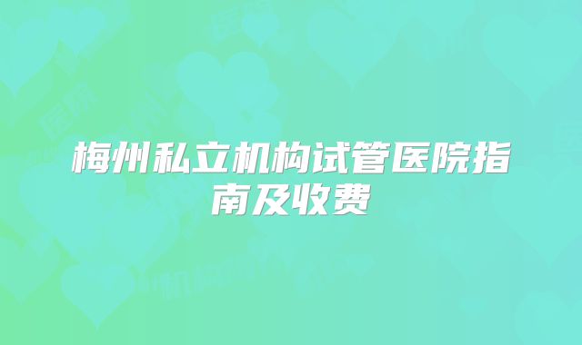 梅州私立机构试管医院指南及收费