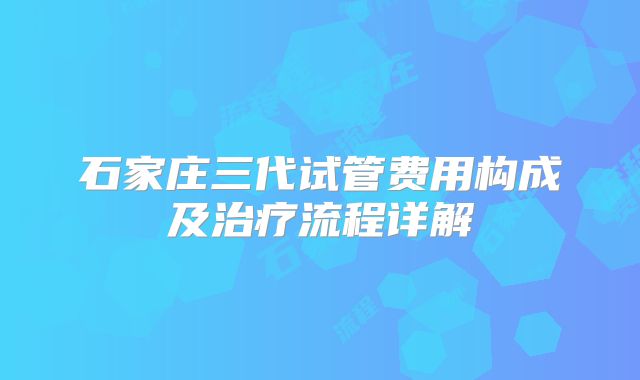 石家庄三代试管费用构成及治疗流程详解