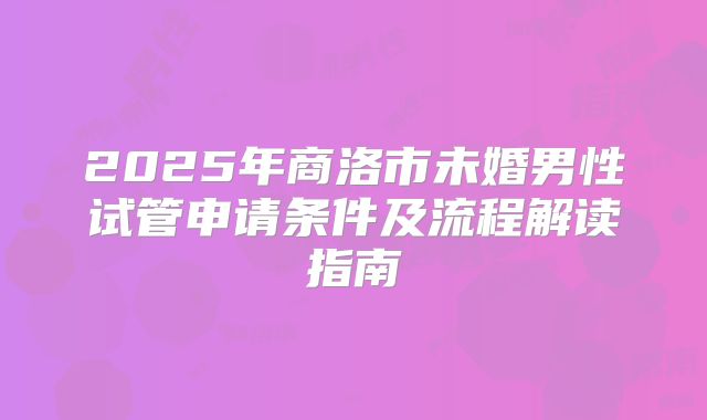 2025年商洛市未婚男性试管申请条件及流程解读指南