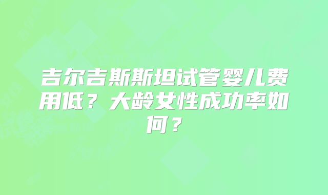 吉尔吉斯斯坦试管婴儿费用低?大龄女性成功率如何?
