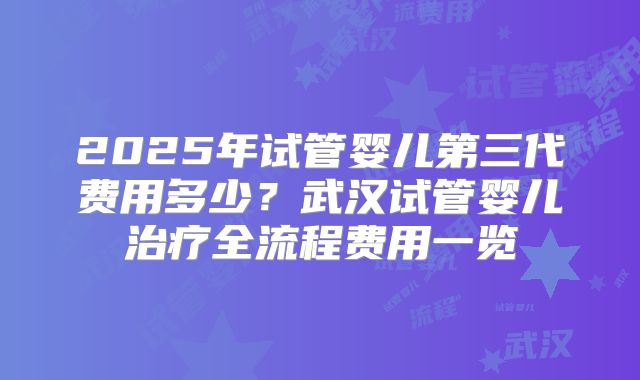 2025年试管婴儿第三代费用多少?武汉试管婴儿治疗全流程费用一览