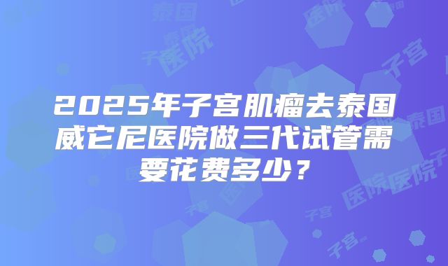 2025年子宫肌瘤去泰国威它尼医院做三代试管需要花费多少?