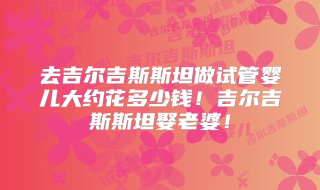 去吉尔吉斯斯坦做试管婴儿大约花多少钱！吉尔吉斯斯坦娶老婆！
