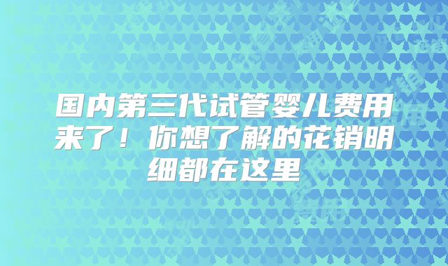 国内第三代试管婴儿费用来了!你想了解的花销明细都在这里