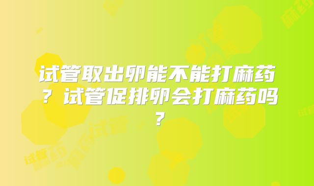 试管取出卵能不能打麻药?试管促排卵会打麻药吗?