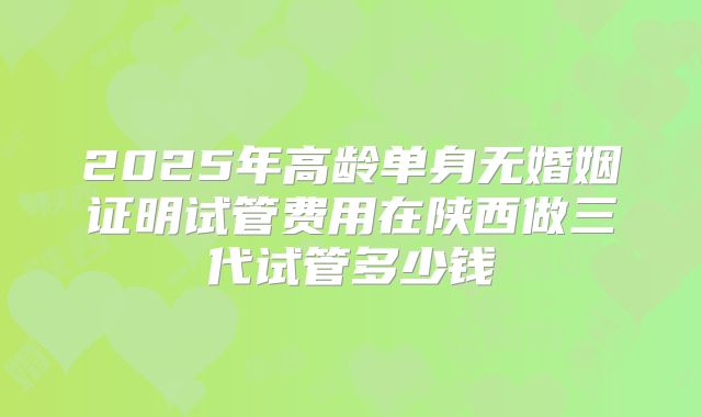 2025年高龄单身无婚姻证明试管费用在陕西做三代试管多少钱