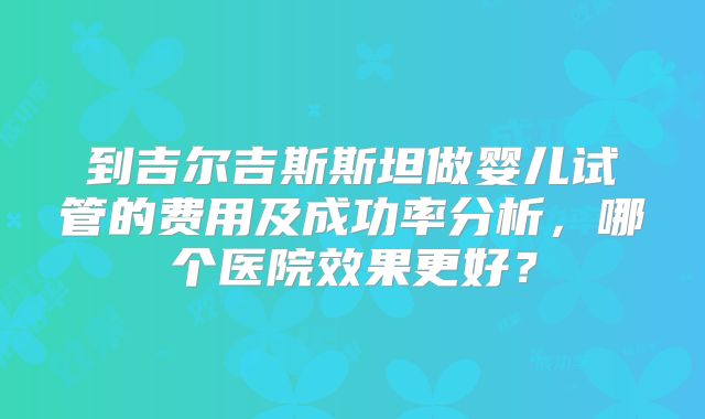 到吉尔吉斯斯坦做婴儿试管的费用及成功率分析，哪个医院效果更好？
