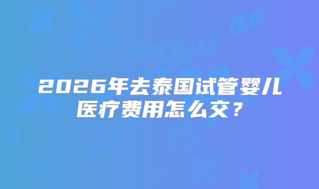 2026年去泰国试管婴儿医疗费用怎么交?