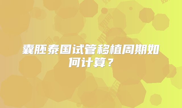 囊胚泰国试管移植周期如何计算?