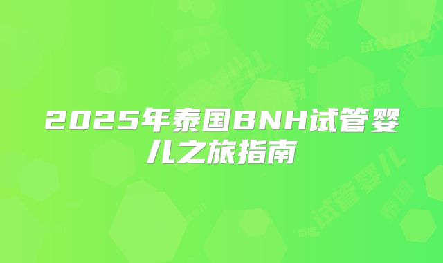 2025年泰国BNH试管婴儿之旅指南