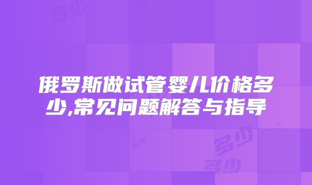 俄罗斯做试管婴儿价格多少,常见问题解答与指导