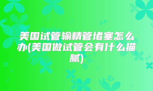美国试管输精管堵塞怎么办(美国做试管会有什么猫腻)