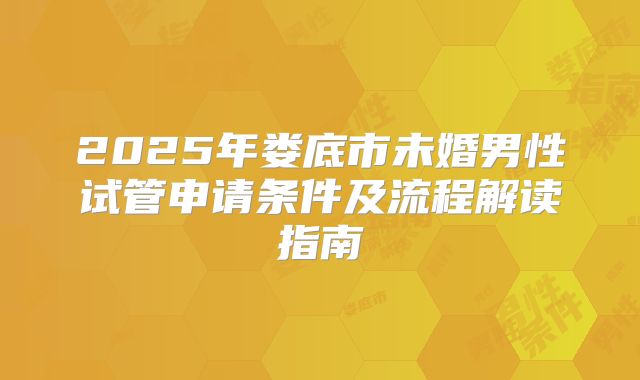2025年娄底市未婚男性试管申请条件及流程解读指南