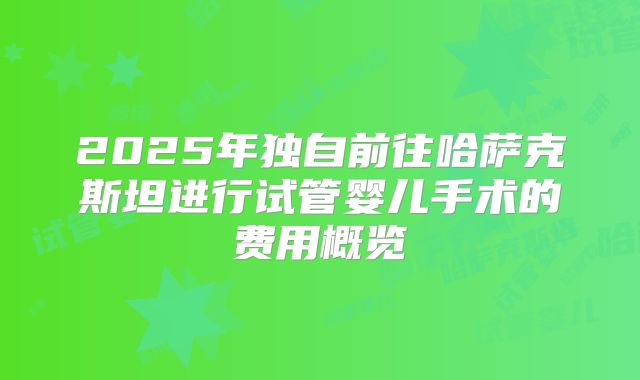 2025年独自前往哈萨克斯坦进行试管婴儿手术的费用概览
