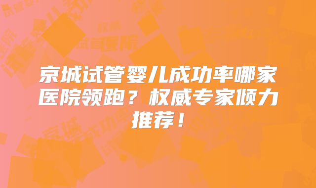 京城试管婴儿成功率哪家医院领跑？权威专家倾力推荐！