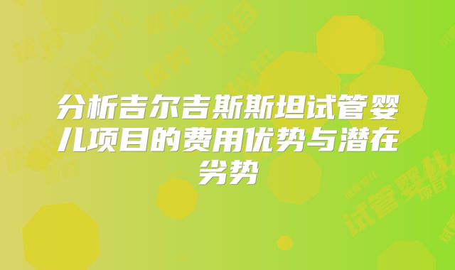 分析吉尔吉斯斯坦试管婴儿项目的费用优势与潜在劣势