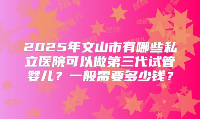 2025年文山市有哪些私立医院可以做第三代试管婴儿?一般需要多少钱?