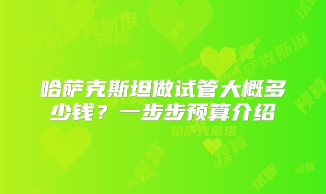 哈萨克斯坦做试管大概多少钱?一步步预算介绍