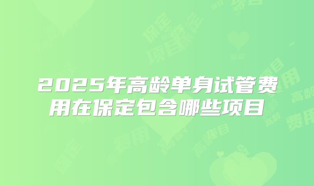 2025年高龄单身试管费用在保定包含哪些项目