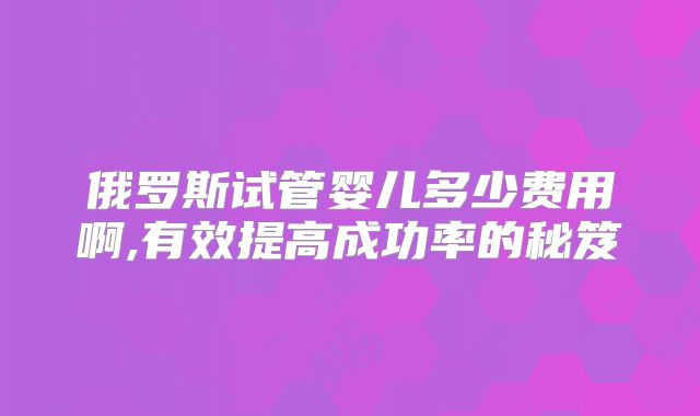 俄罗斯试管婴儿多少费用啊,有效提高成功率的秘笈