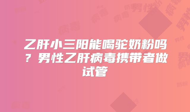 乙肝小三阳能喝驼奶粉吗？男性乙肝病毒携带者做试管