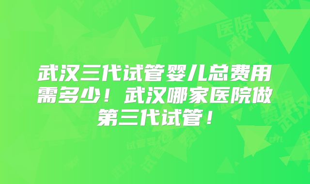 武汉三代试管婴儿总费用需多少!武汉哪家医院做第三代试管!
