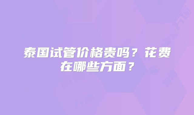 泰国试管价格贵吗？花费在哪些方面？