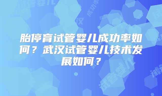 胎停育试管婴儿成功率如何？武汉试管婴儿技术发展如何？