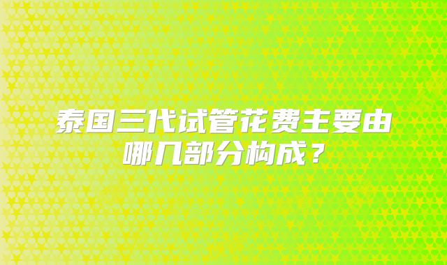 泰国三代试管花费主要由哪几部分构成?