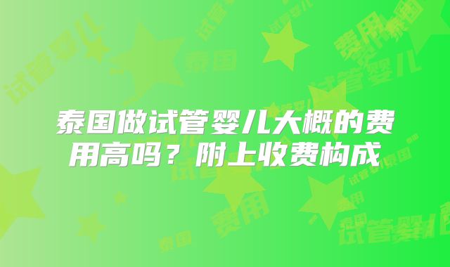 泰国做试管婴儿大概的费用高吗？附上收费构成