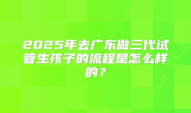 2025年去广东做三代试管生孩子的流程是怎么样的？