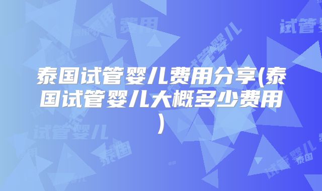 泰国试管婴儿费用分享(泰国试管婴儿大概多少费用)