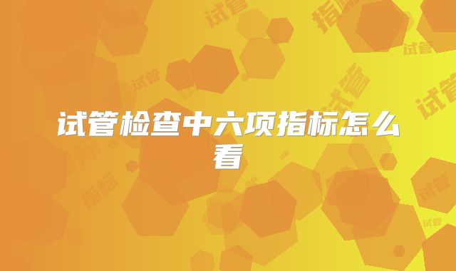 试管检查中六项指标怎么看