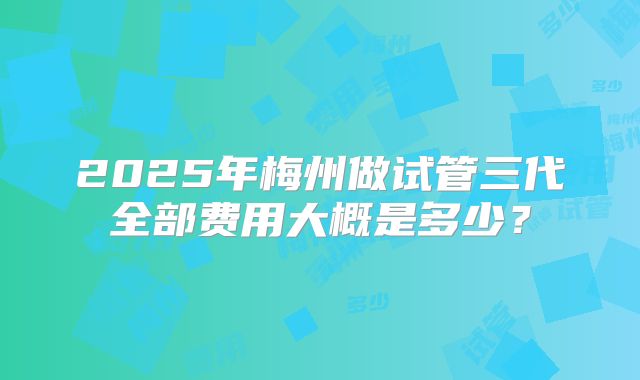 2025年梅州做试管三代全部费用大概是多少？