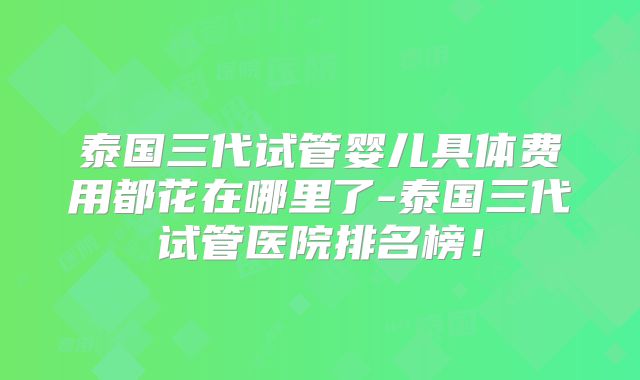 泰国三代试管婴儿具体费用都花在哪里了-泰国三代试管医院排名榜!