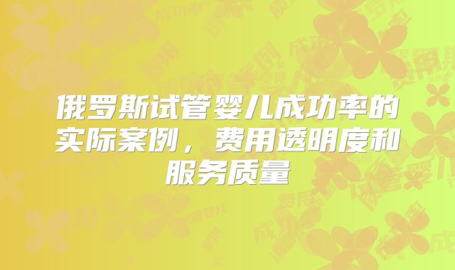 俄罗斯试管婴儿成功率的实际案例,费用透明度和服务质量