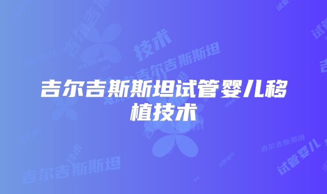 吉尔吉斯斯坦试管婴儿移植技术
