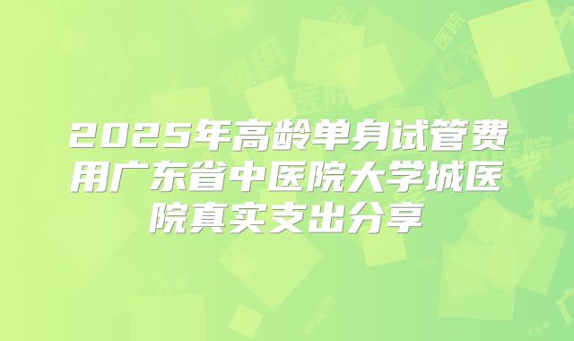 2025年高龄单身试管费用广东省中医院大学城医院真实支出分享