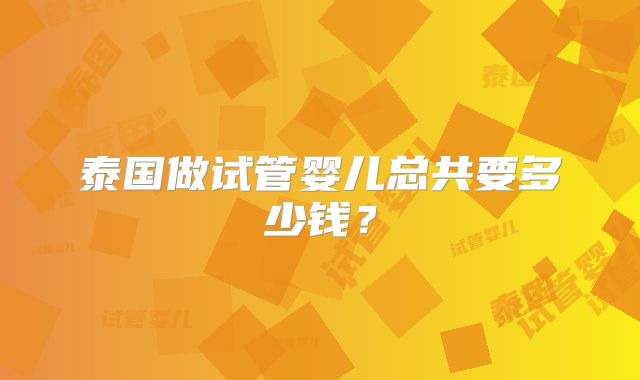 泰国做试管婴儿总共要多少钱?