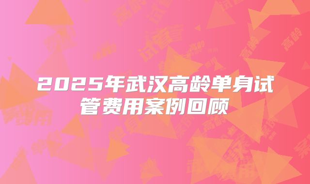 2025年武汉高龄单身试管费用案例回顾