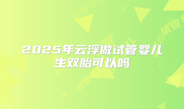 2025年云浮做试管婴儿生双胎可以吗