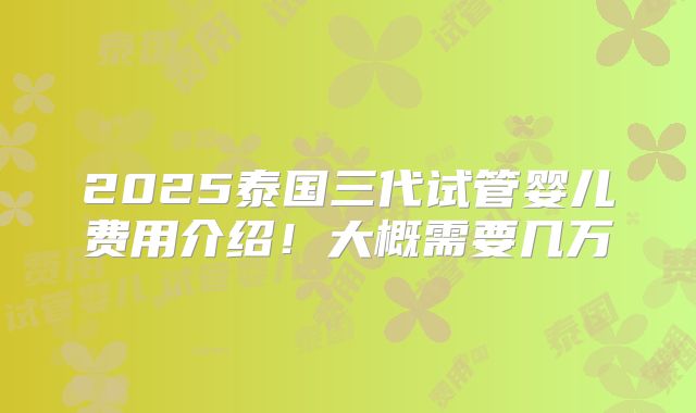 2025泰国三代试管婴儿费用介绍!大概需要几万