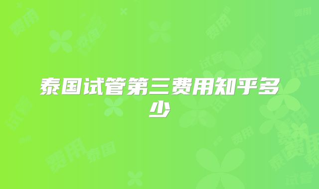 泰国试管第三费用知乎多少