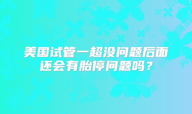 美国试管一超没问题后面还会有胎停问题吗?