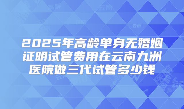 2025年高龄单身无婚姻证明试管费用在云南九洲医院做三代试管多少钱