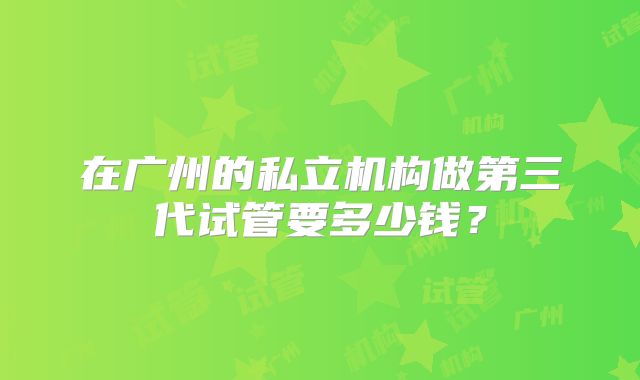 在广州的私立机构做第三代试管要多少钱?